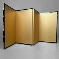 Pamono Small Japanese Byōbu Folding Screen in Gold Color, 1960s><noscript><img width=