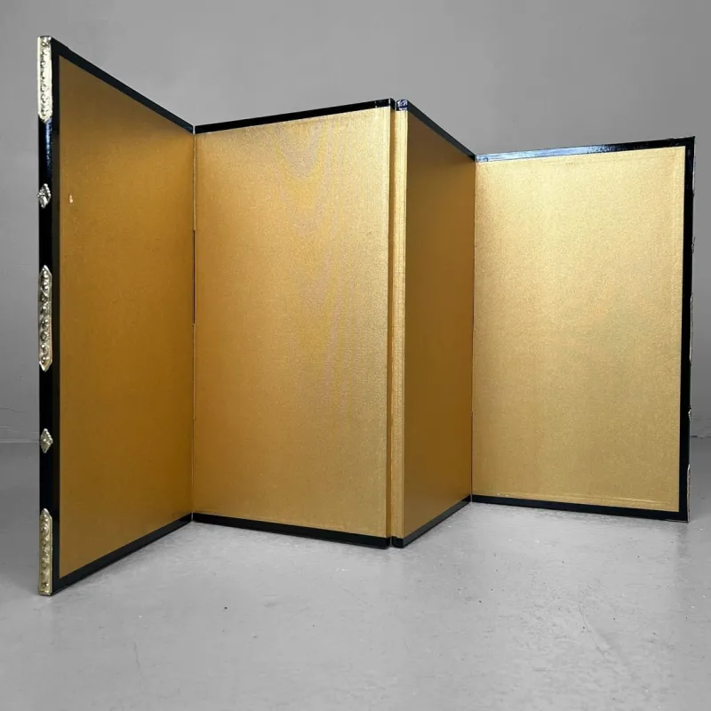 Pamono Small Japanese Byōbu Folding Screen in Gold Color, 1960s> Room Dividers & Screens