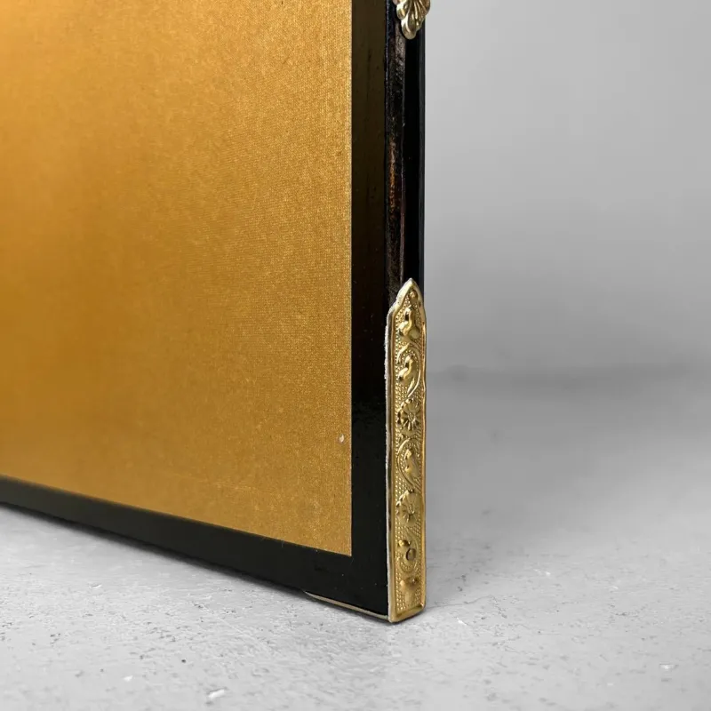 Pamono Small Japanese Byōbu Folding Screen in Gold Color, 1960s> Room Dividers & Screens