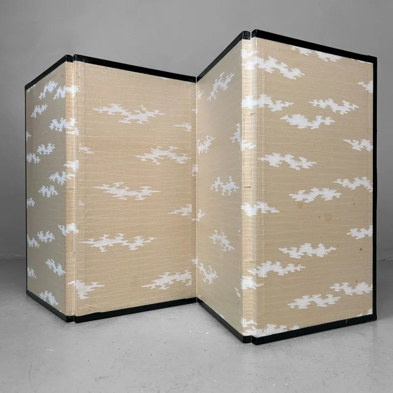 Pamono Small Japanese Byōbu Folding Screen in Gold Color, 1960s> Room Dividers & Screens