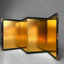 Pamono Small Japanese Byōbu Folding Screen in Gold Color, 1970s