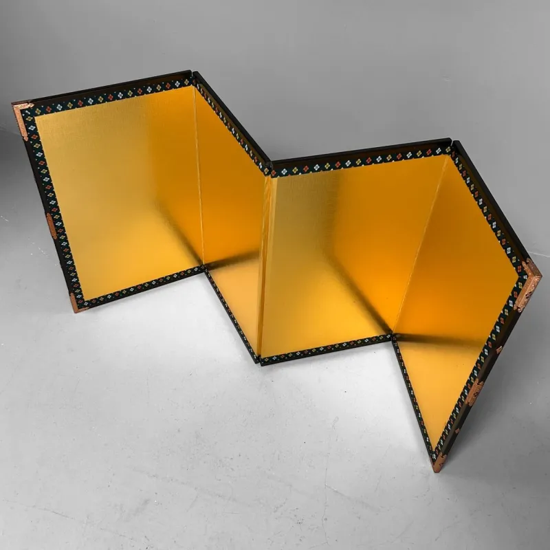 Pamono Small Japanese Byōbu Folding Screen in Gold Color, 1970s