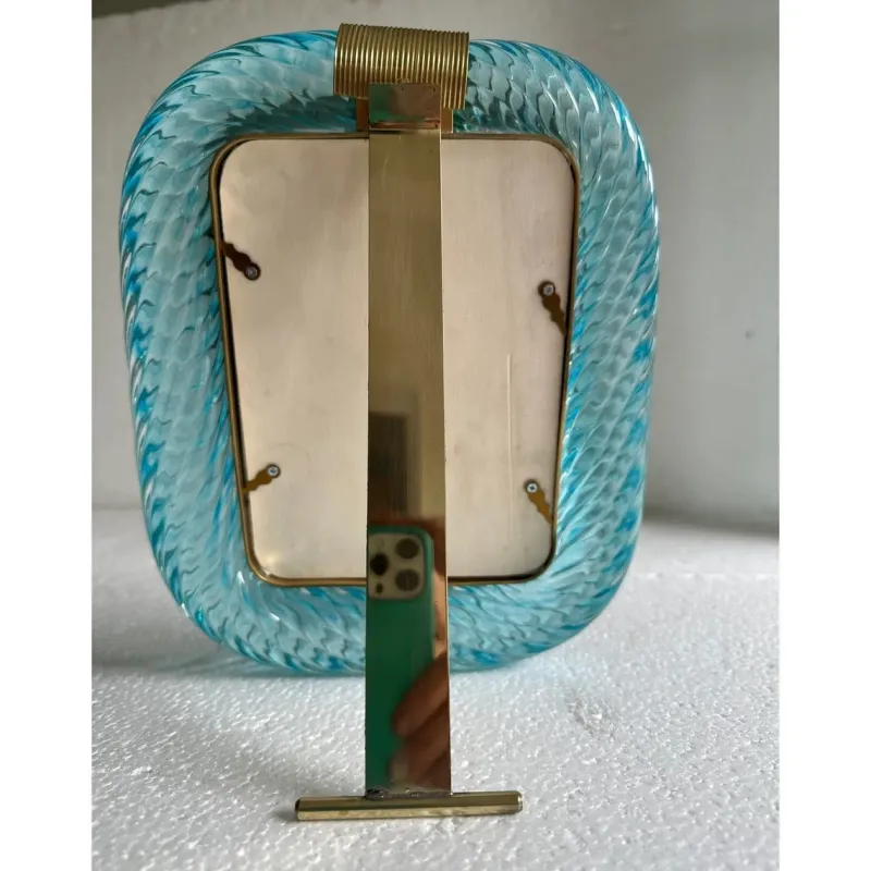 Outlet Pamono Small Light-Blue Torchon Picture Frame in Brass by Simoeng