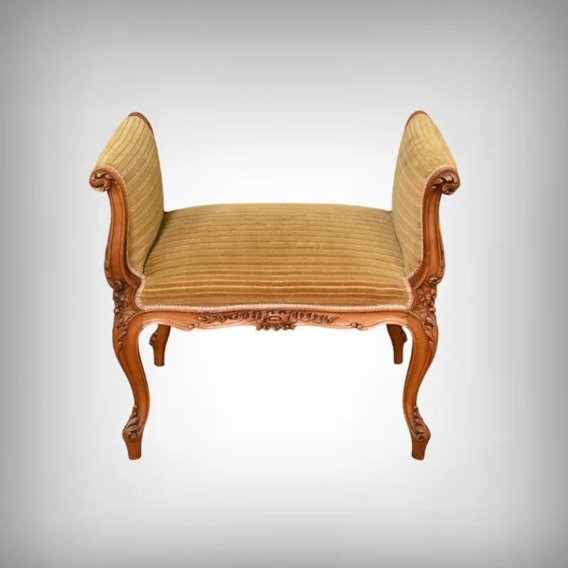 Sale Pamono Small Louis XV Style Bench with Armrests in Blond Mahogany, 1920s