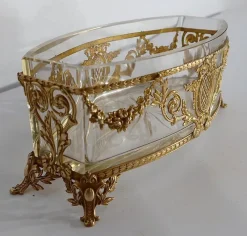 Pamono Small Louis XVI Style Glass and Brass Planter, 1900s> Garden Accessories