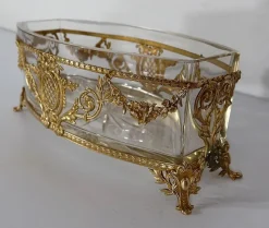 Pamono Small Louis XVI Style Glass and Brass Planter, 1900s><noscript><img width=