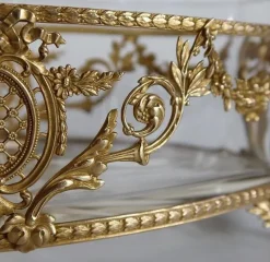 Pamono Small Louis XVI Style Glass and Brass Planter, 1900s><noscript><img width=