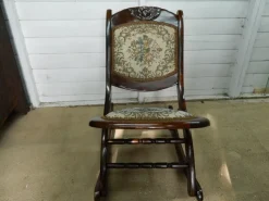Clearance Pamono Small Mahogany and Tapestry Rocking Chair, 1890s