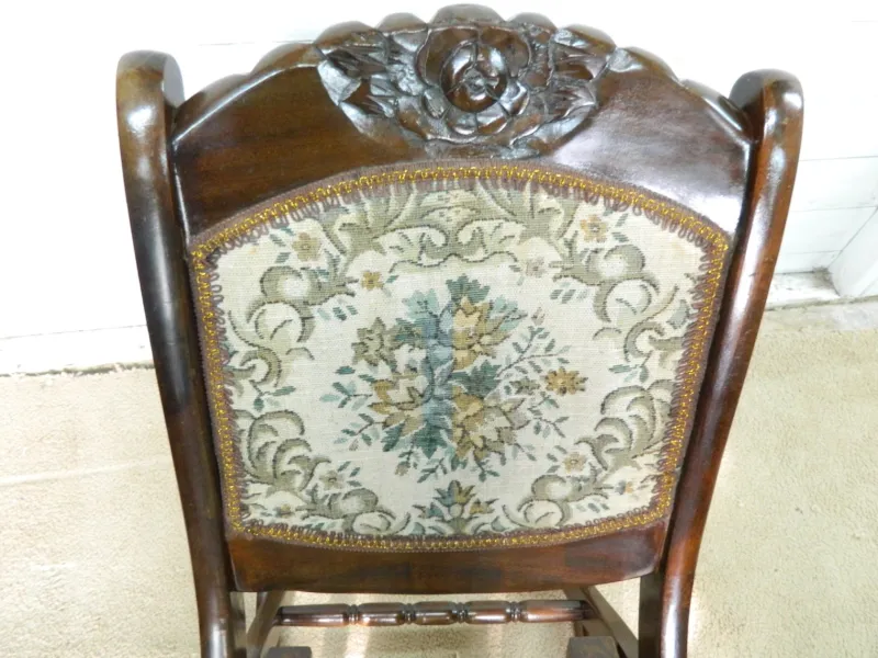 Clearance Pamono Small Mahogany and Tapestry Rocking Chair, 1890s
