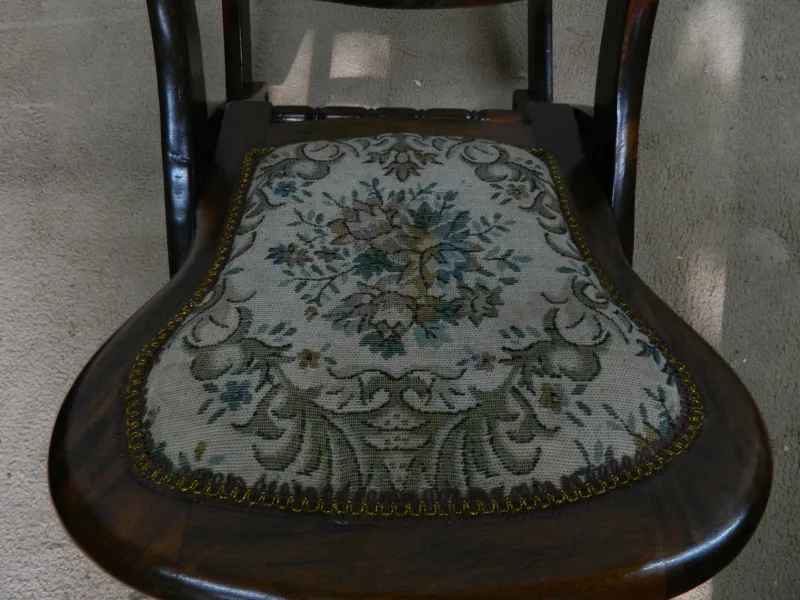 Clearance Pamono Small Mahogany and Tapestry Rocking Chair, 1890s