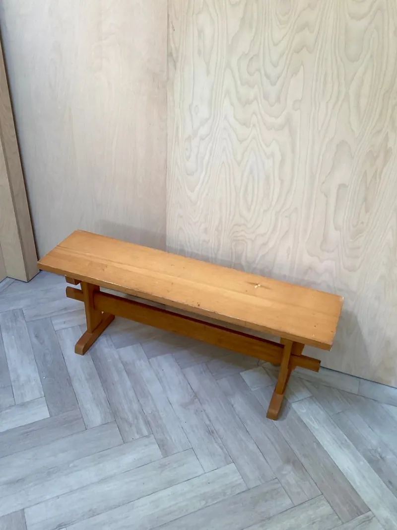 Discount Pamono Small Midcentury Modern Bench in Pine, 1970
