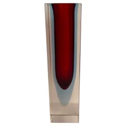 Discount Pamono Small Murano Sommerso Block Vase in Red, Blue & Pink, 1970s