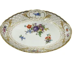 Discount Pamono Small Oval Meissen Porcelain Openwork Dish, 1920s