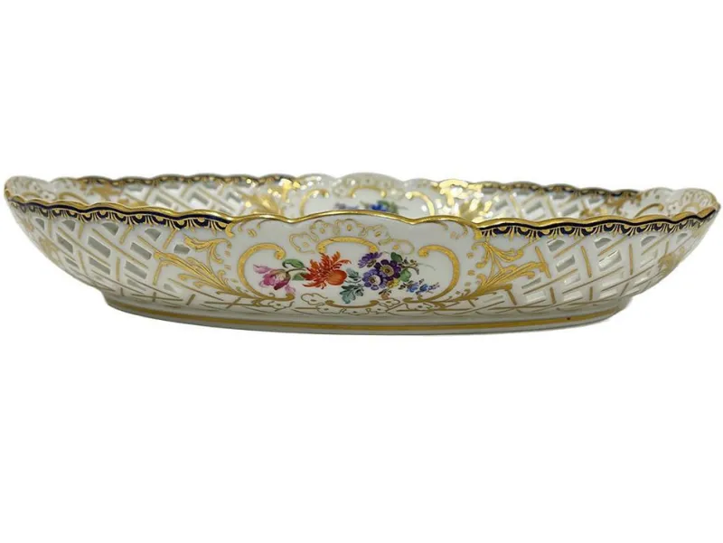 Discount Pamono Small Oval Meissen Porcelain Openwork Dish, 1920s