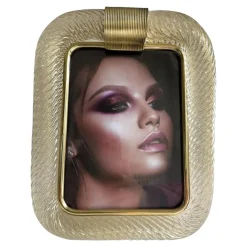 Pamono Small Picture Frame in Murano Glass and Brass by Simoeng> Decorative Objects