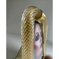 Pamono Small Picture Frame in Murano Glass and Brass by Simoeng><noscript><img width=
