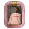 Pamono Small Pink Torchon Picture Frame in Murano Glass and Brass by Simoeng> Decorative Objects