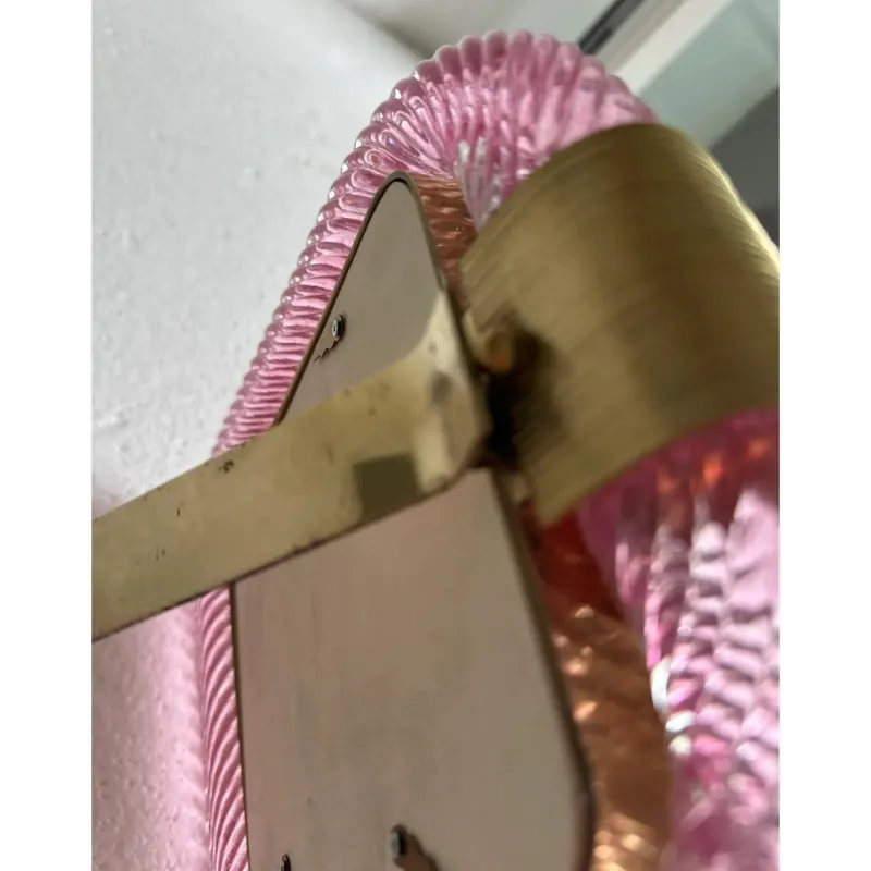 Pamono Small Pink Torchon Picture Frame in Murano Glass and Brass by Simoeng> Decorative Objects