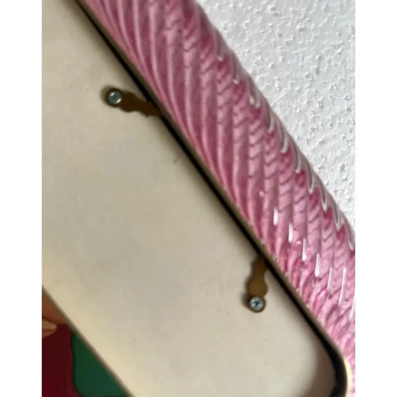 Pamono Small Pink Torchon Picture Frame in Murano Glass and Brass by Simoeng> Decorative Objects