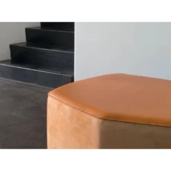 Discount Pamono Small Pouf in Vegetable Leather and Suede and Poplar Plywood by Oscar Maschera