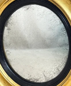 New Pamono Small Regency Circular Gilt and Gesso Convex Mirror, 1830