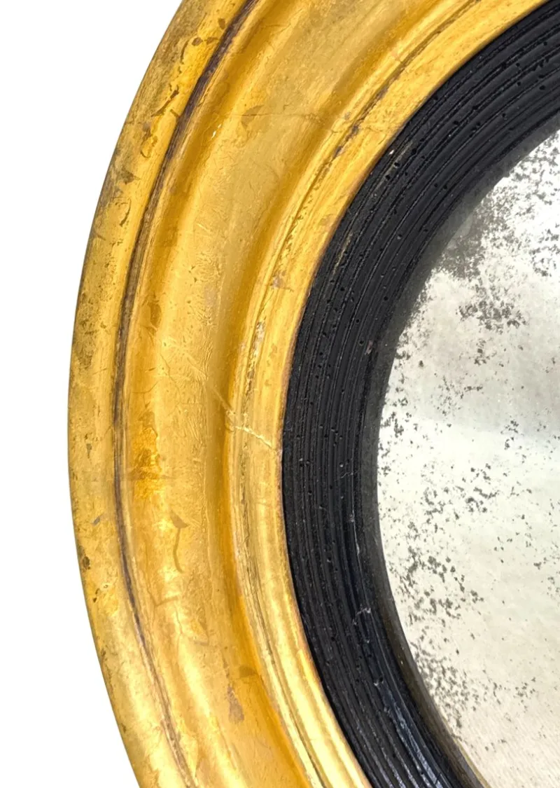 New Pamono Small Regency Circular Gilt and Gesso Convex Mirror, 1830