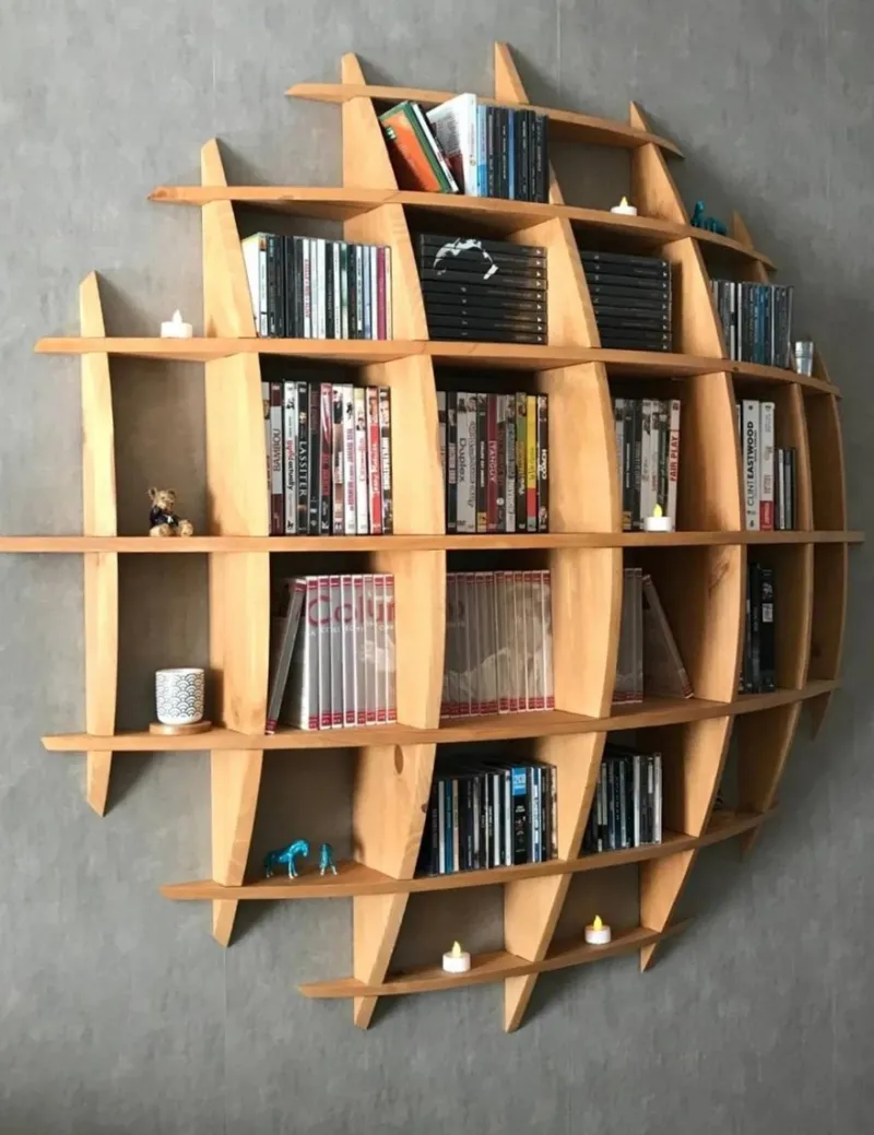 Pamono Small Round Pine Shelves by David Renault> Storage