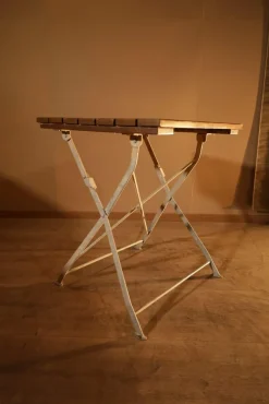 Sale Pamono Small Sanded and Varnished Garden Table