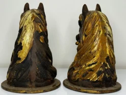 Pamono Small Scottish Victorian Heavy Cast-Iron Horse Head Gatepost Sculptures, Set of 2><noscript><img width=