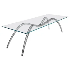 Pamono Small Spider Classic Dining Table in Glass and Steel by Barberini & Gunnell> Tables