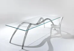 Pamono Small Spider Classic Dining Table in Glass and Steel by Barberini & Gunnell> Tables