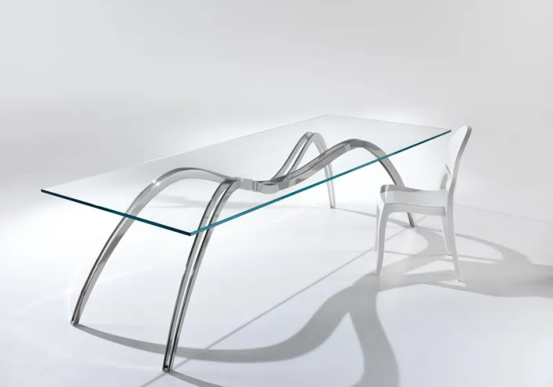 Pamono Small Spider Classic Dining Table in Glass and Steel by Barberini & Gunnell> Tables