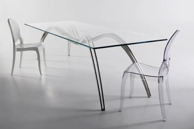 Pamono Small Spider Classic Dining Table in Glass and Steel by Barberini & Gunnell> Tables