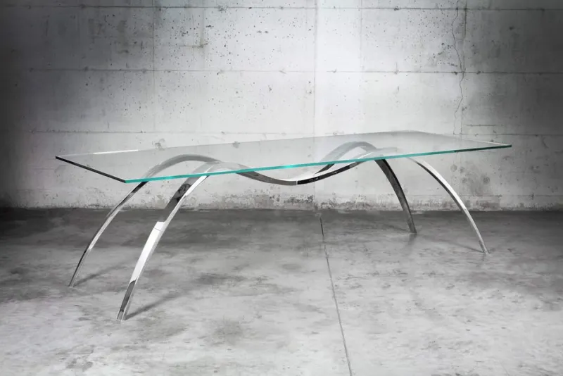 Pamono Small Spider Classic Dining Table in Glass and Steel by Barberini & Gunnell> Tables