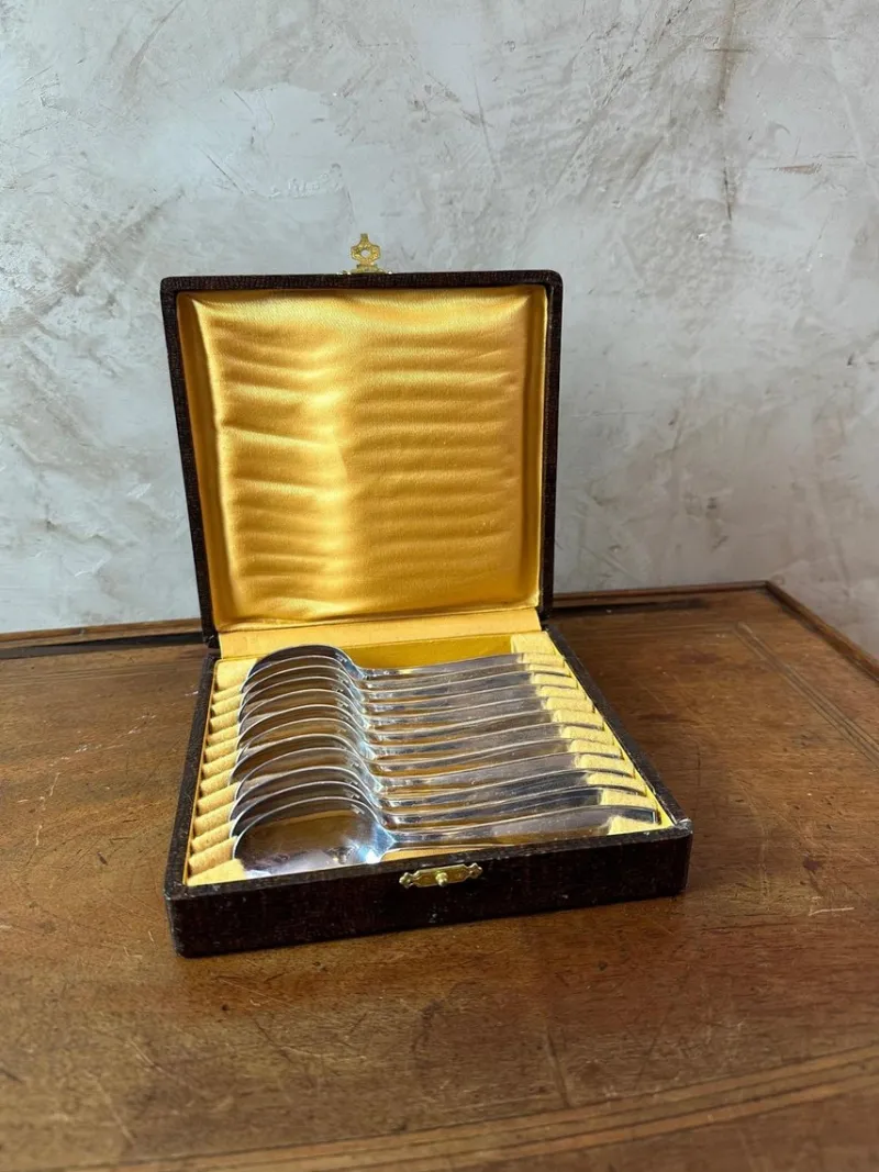 Pamono Small Spoons from Christofle, 1950, Set of 13> Dinnerware Accessories