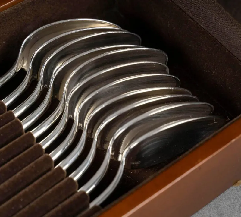 Pamono Small Spoons in Case, 20th Century, Set of 12> Cutlery & Serving Utensils