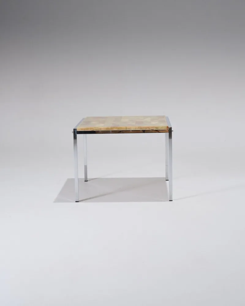 Discount Pamono Small Square Onyx and Metal Coffee Table, 1960s