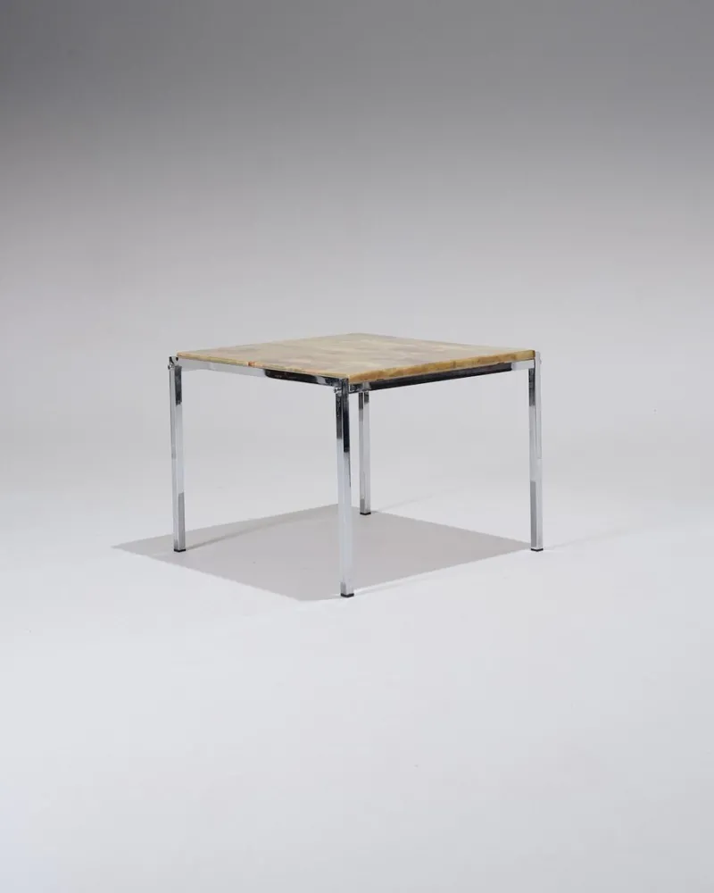 Discount Pamono Small Square Onyx and Metal Coffee Table, 1960s