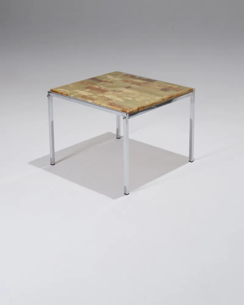 Discount Pamono Small Square Onyx and Metal Coffee Table, 1960s