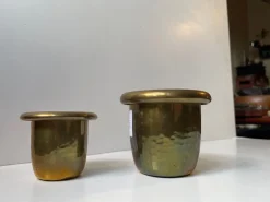 Pamono Small Swedish Grace Hammered Brass Planters, 1940s, Set of 2><noscript><img width=
