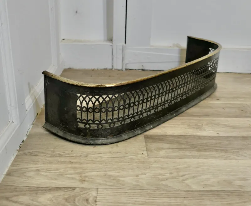 Sale Pamono Small Victorian Pierced Brass and Iron Fender