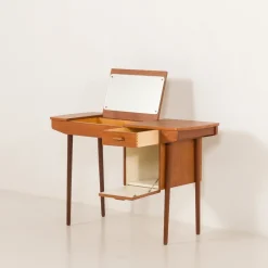 Pamono Small Vintage Desk with Hidden Vanity from Olholm Mobler, 1960s><noscript><img width=