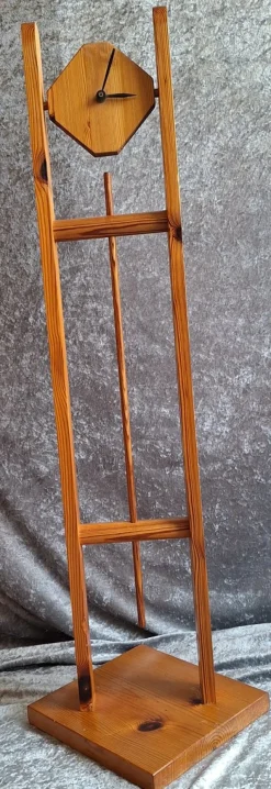 Pamono Small Vintage Grandfather Clock in Pine by Junghans, 1970s><noscript><img width=