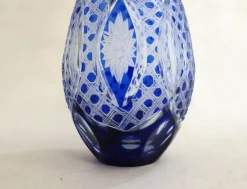 Pamono Small Vintage Vase in Cut Bohemian Crystal with Cobalt Blue, 1960s><noscript><img width=