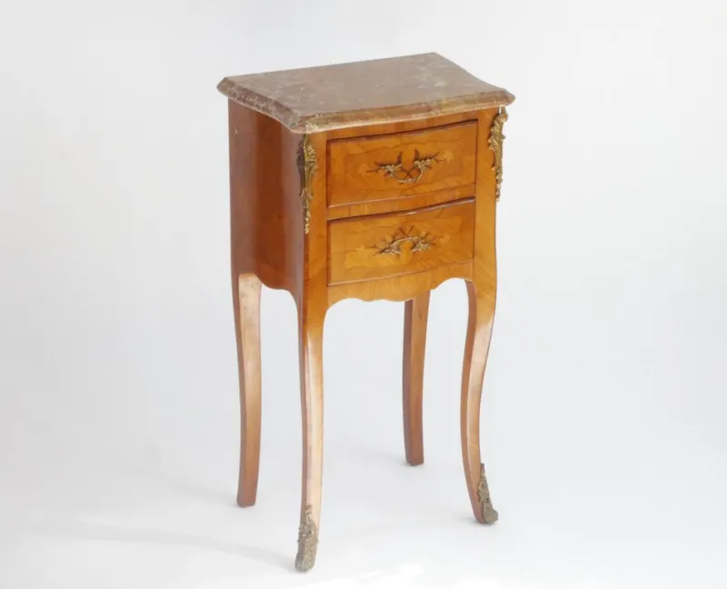 Sale Pamono Small VintageLouis XV Nightstand with Marquetry Details, 1920s