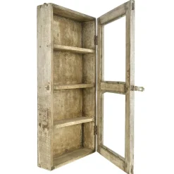 Pamono Small Wall Display Case in Patinated Wood> Shelves & Wall Units