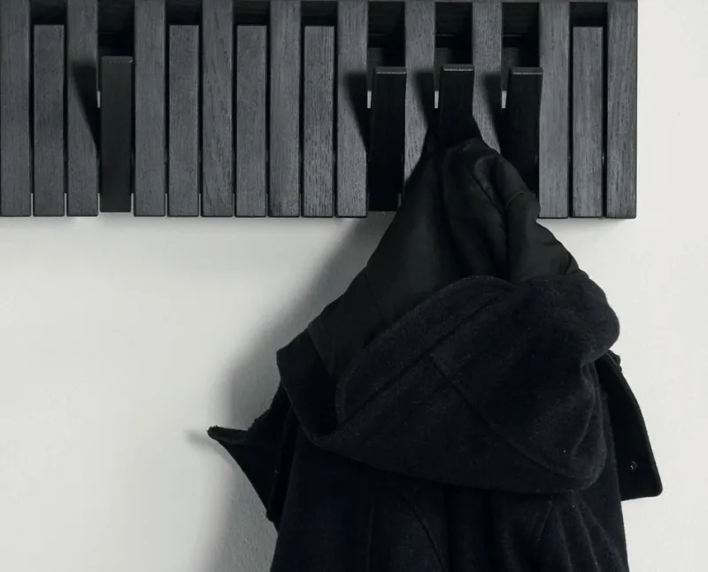 Discount Pamono Small Wall-Mounted Piano Coat Rack in Black by Patrick Séha