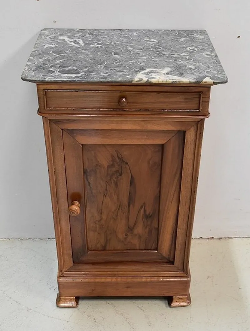 Outlet Pamono Small Walnut and Marble Bedside Table, 1900s