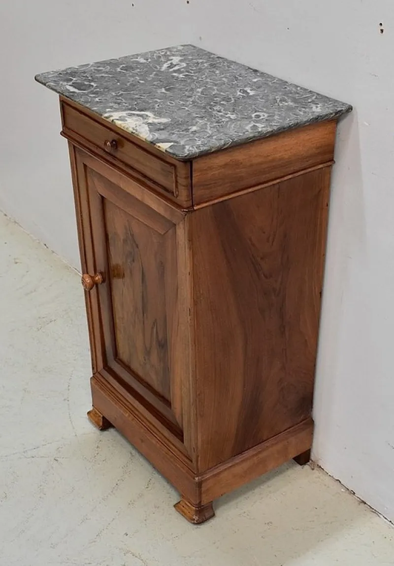 Outlet Pamono Small Walnut and Marble Bedside Table, 1900s