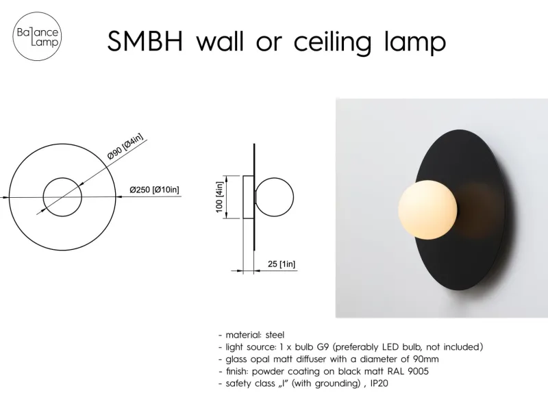 Pamono SMBH Minimal Geometric Sconce or Ceiling Lamp by Wojtek Olech for Balance Lamp> Wall Lights & Sconces